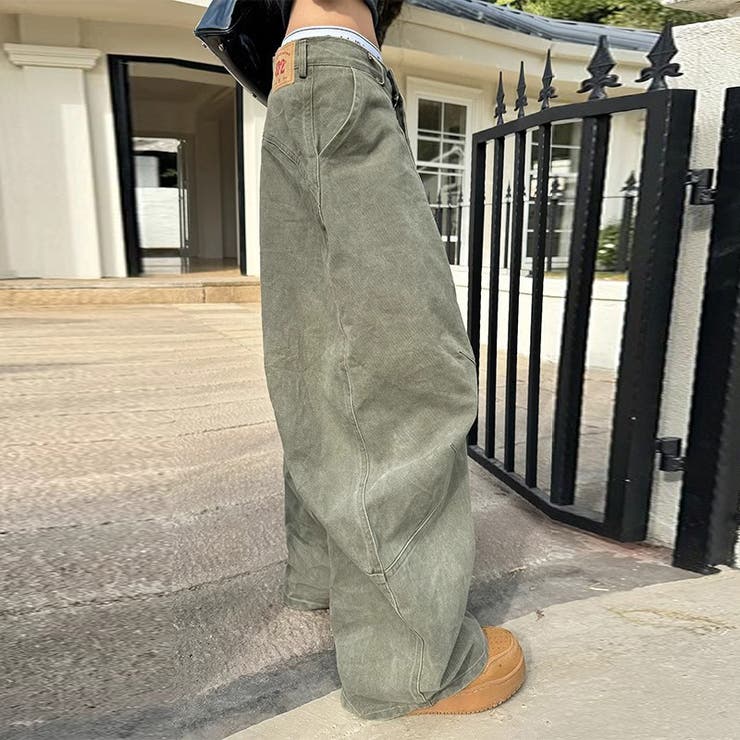 2025秋☆ユニセックス☆シンプル ワイドシルエットフロア丈 カーブデニム | 17kg | 詳細画像2 