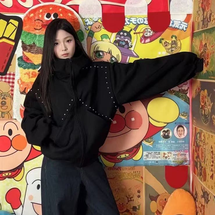 2025秋☆甘辛系ガールズ☆パッチワーク スタッズドーベルマンイヤーフーディー | 17kg | 詳細画像11