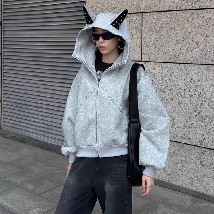 2025秋☆甘辛系ガールズ☆パッチワーク スタッズドーベルマンイヤーフーディー | 17kg | 詳細画像31