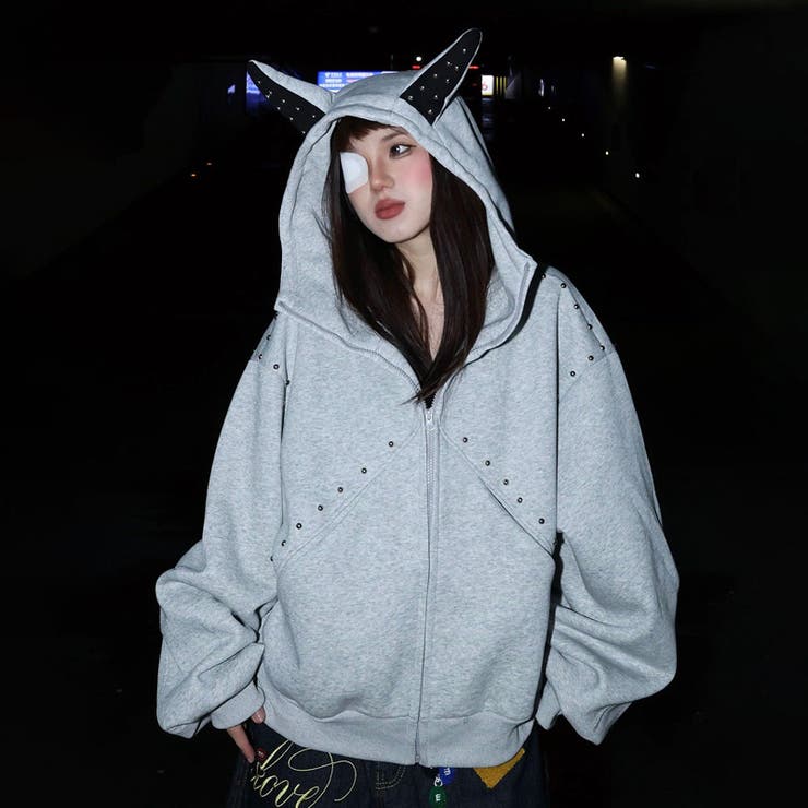 2025秋☆甘辛系ガールズ☆パッチワーク スタッズドーベルマンイヤーフーディー | 17kg | 詳細画像35