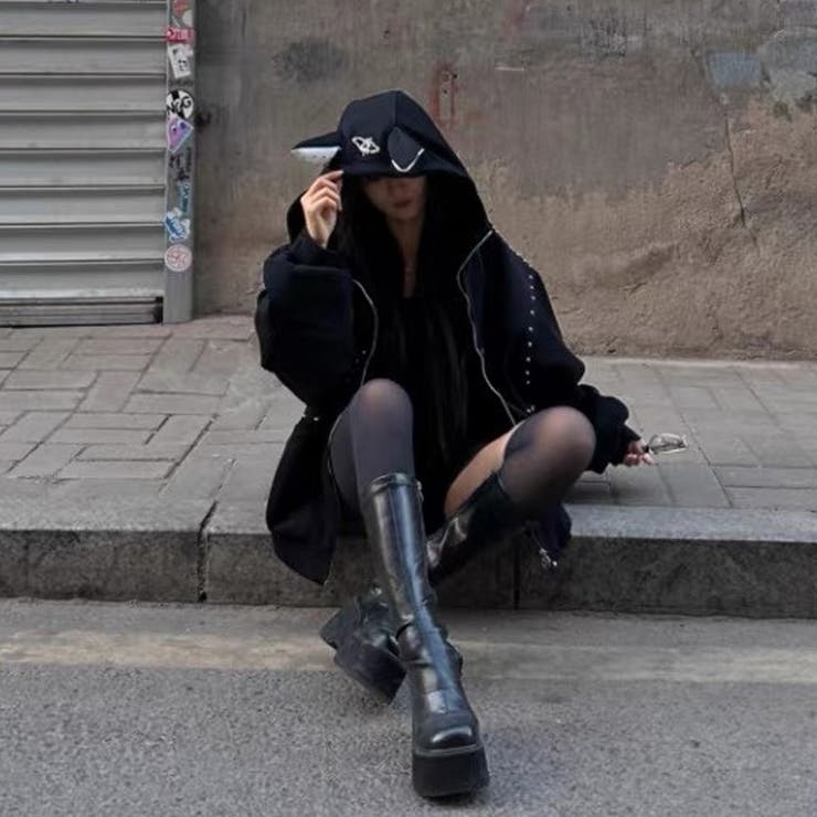 2025秋☆甘辛系ガールズ☆パッチワーク スタッズドーベルマンイヤーフーディー | 17kg | 詳細画像5