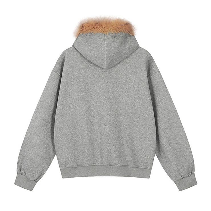 2025秋☆ユニセックス☆パーカー 刺繍入りボア襟 ジップアップアウター | 17kg | 詳細画像9 