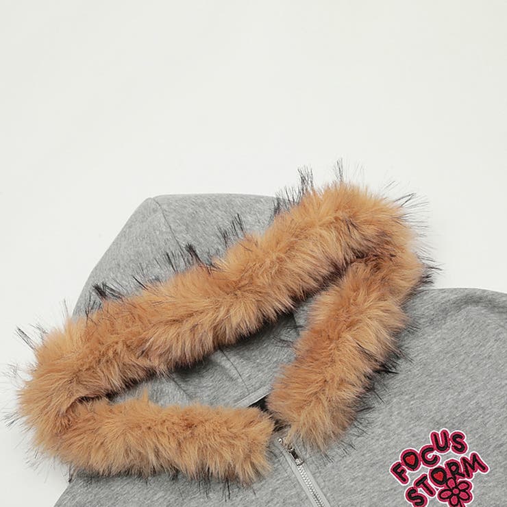 2025秋☆ユニセックス☆パーカー 刺繍入りボア襟 ジップアップアウター | 17kg | 詳細画像11 