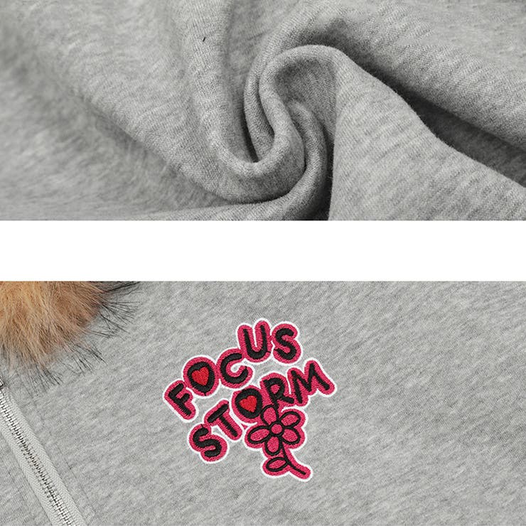 2025秋☆ユニセックス☆パーカー 刺繍入りボア襟 ジップアップアウター | 17kg | 詳細画像2 