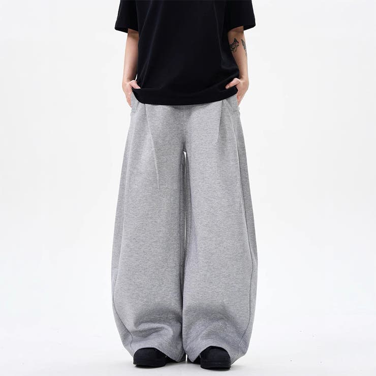 2025秋☆ユニセックス☆パンツ プリーツ入りワイドスウェットパンツ | 17kg | 詳細画像4 