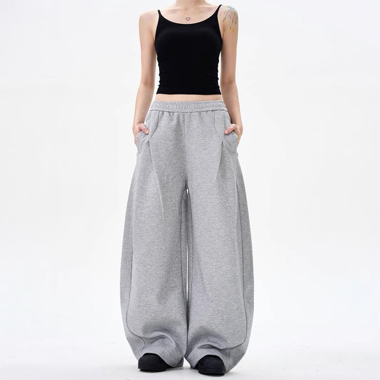 2025秋☆ユニセックス☆パンツ プリーツ入りワイドスウェットパンツ | 17kg | 詳細画像6 