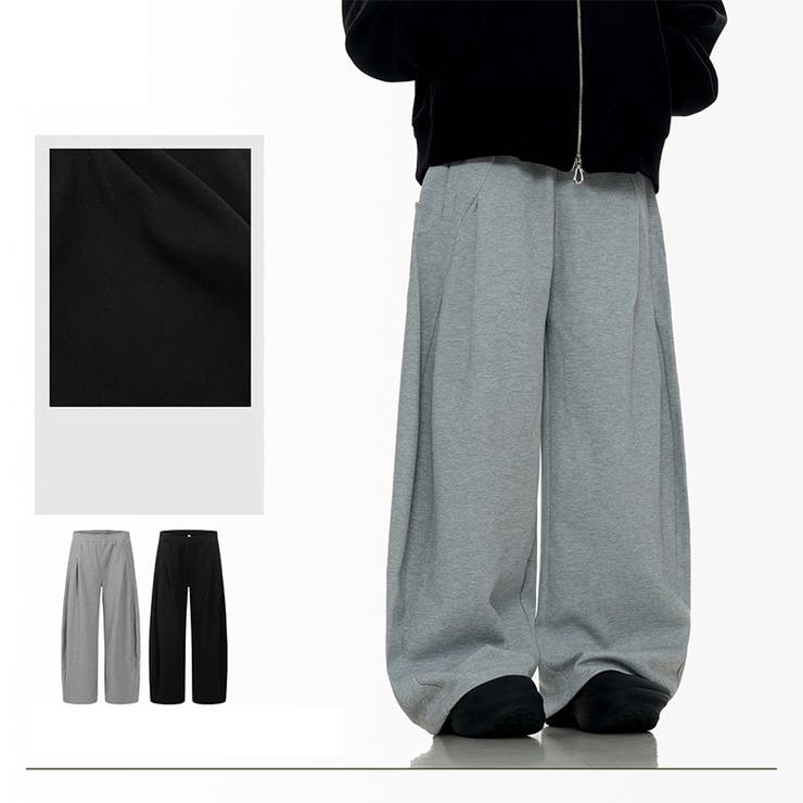 2025秋☆ユニセックス☆パンツ プリーツ入り ワイドロングパンツ