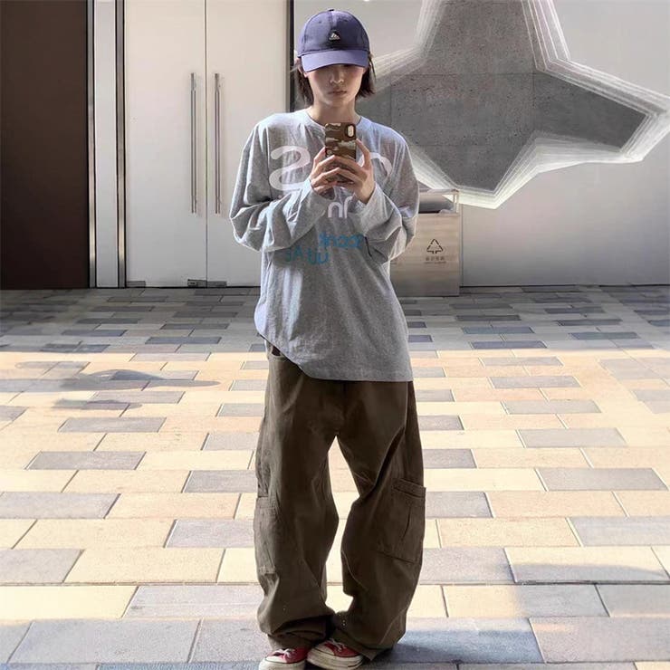 2025秋☆ユニセックス☆長袖Tシャツ ヘンリーネック グレーカラートップス | 17kg | 詳細画像2 