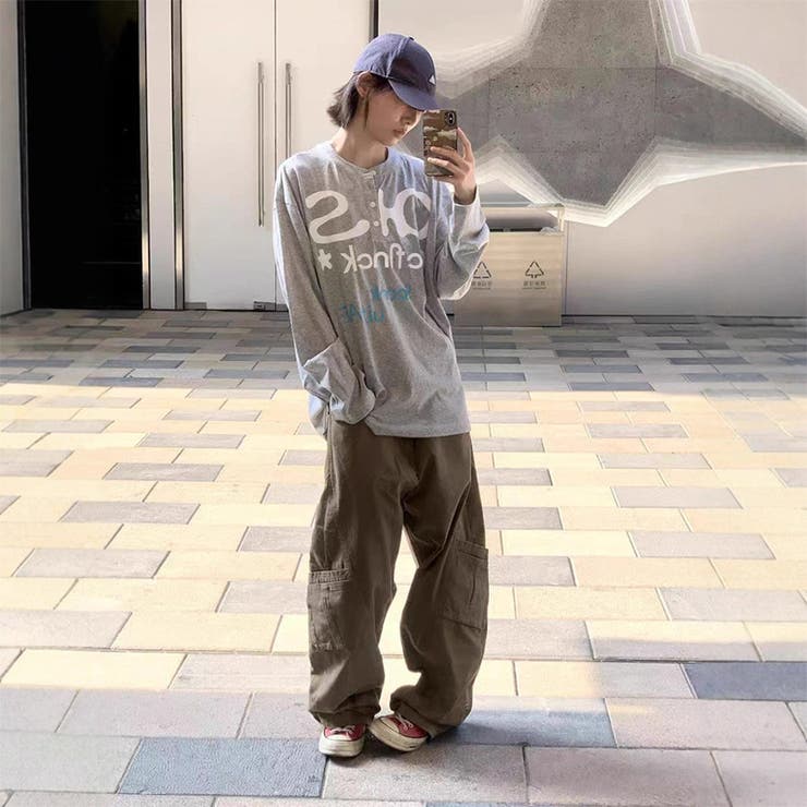 2025秋☆ユニセックス☆長袖Tシャツ ヘンリーネック グレーカラートップス | 17kg | 詳細画像3 