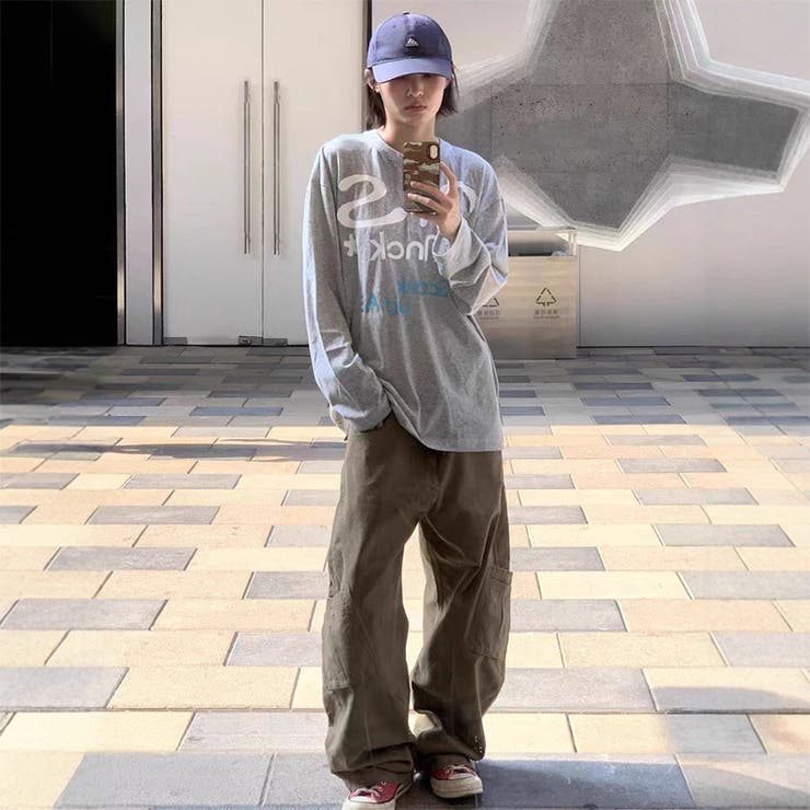 2025秋☆ユニセックス☆長袖Tシャツ ヘンリーネック グレーカラートップス | 17kg | 詳細画像4 