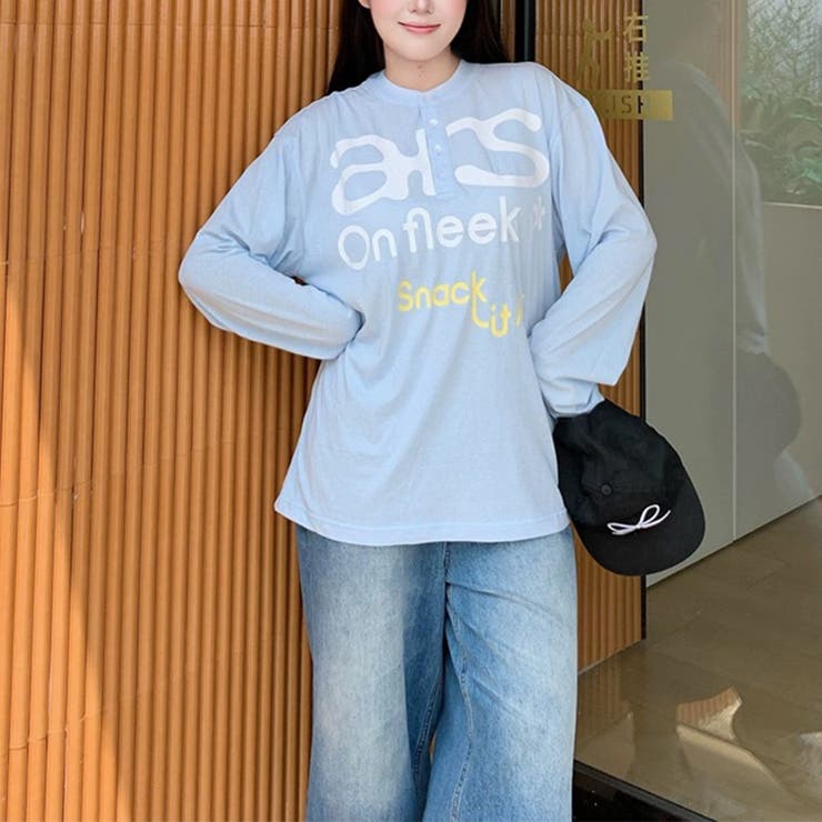 2025秋☆ユニセックス☆長袖Tシャツ ヘンリーネック グレーカラートップス | 17kg | 詳細画像7 