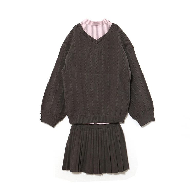 甘辛系ガールズ☆Vネックセーター重ね着ストライプシャツプリーツスカート | 17kg | 詳細画像8 