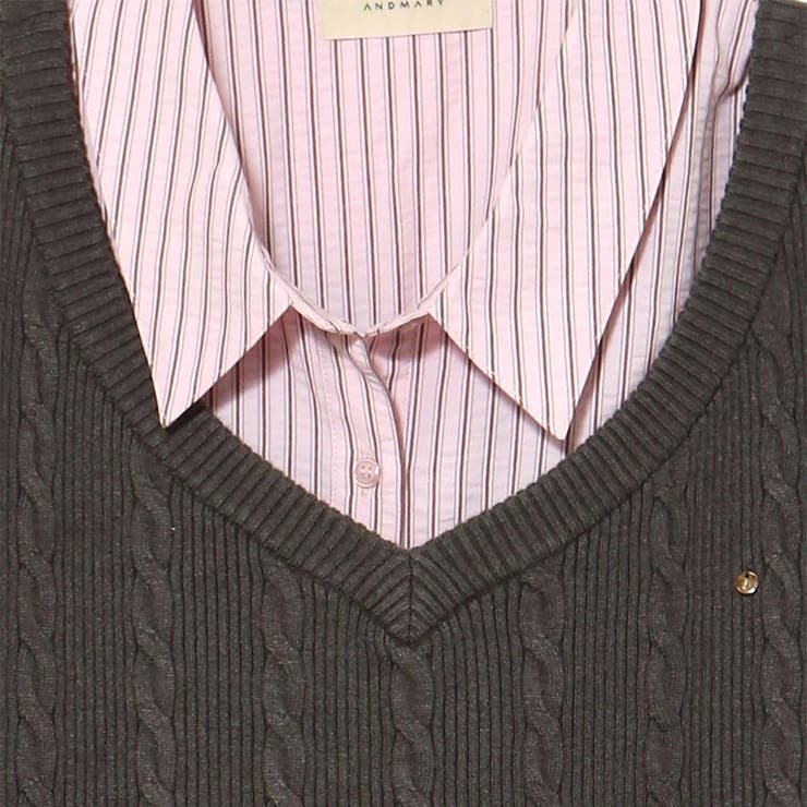 甘辛系ガールズ☆Vネックセーター重ね着ストライプシャツプリーツスカート | 17kg | 詳細画像9 