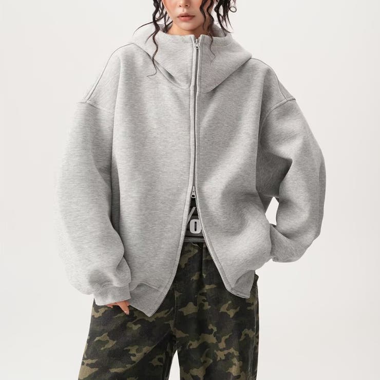 ユニセックス☆オーバーサイズエアレイヤーカーディガンパーカー | 17kg | 詳細画像8 