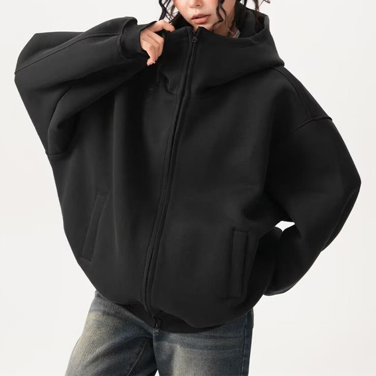 ユニセックス☆オーバーサイズエアレイヤーカーディガンパーカー | 17kg | 詳細画像3 
