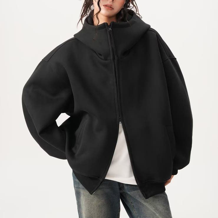 ユニセックス☆オーバーサイズエアレイヤーカーディガンパーカー | 17kg | 詳細画像11 