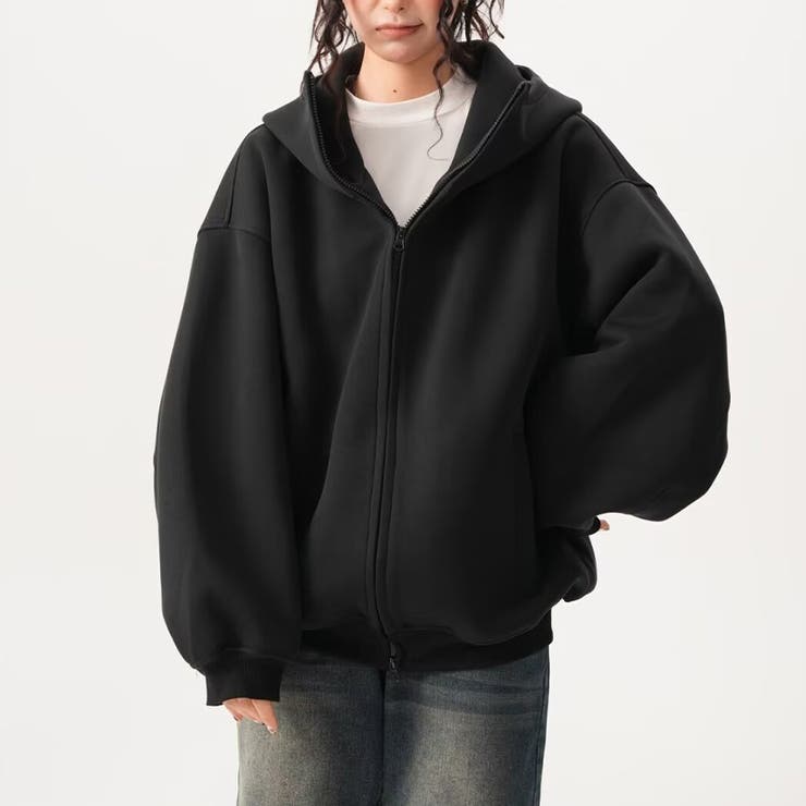 ユニセックス☆オーバーサイズエアレイヤーカーディガンパーカー | 17kg | 詳細画像13 