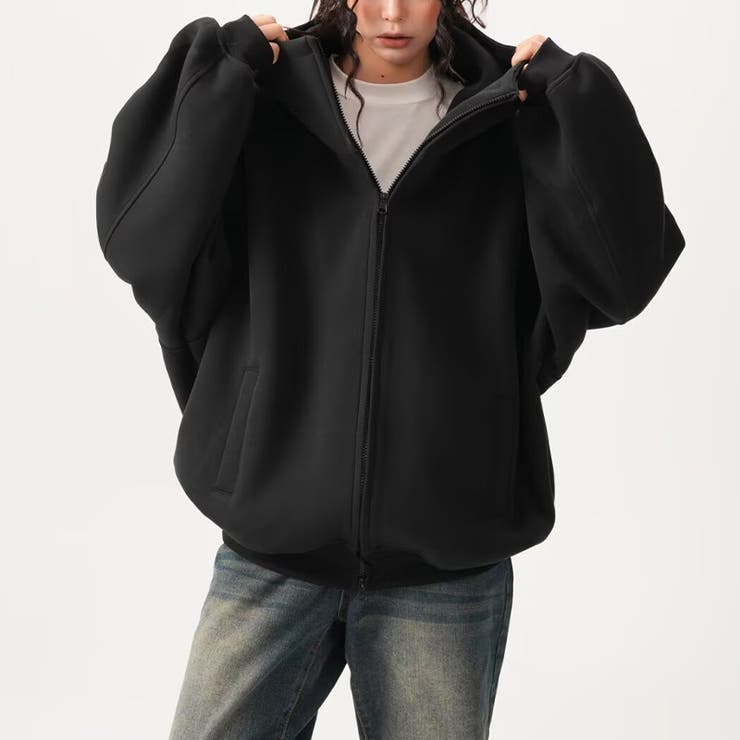 ユニセックス☆オーバーサイズエアレイヤーカーディガンパーカー | 17kg | 詳細画像14 