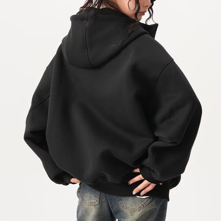 ユニセックス☆オーバーサイズエアレイヤーカーディガンパーカー | 17kg | 詳細画像4 