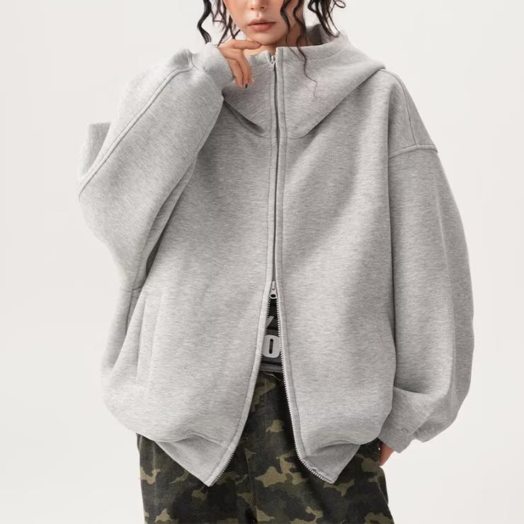 ユニセックス☆オーバーサイズエアレイヤーカーディガンパーカー | 17kg | 詳細画像7 