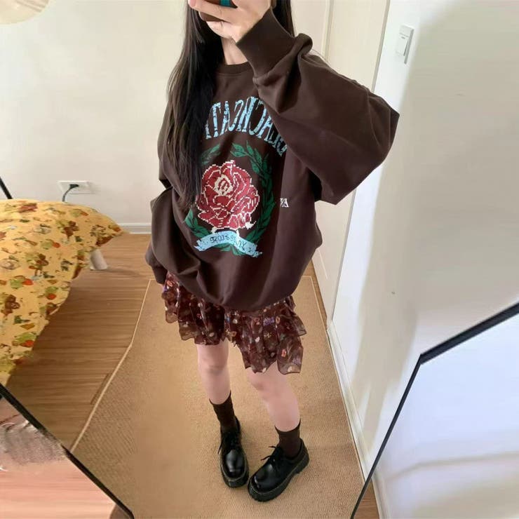 2025秋☆ゆるカワコーデ☆クルーネックプリントスウェットシャツ | 17kg | 詳細画像5 