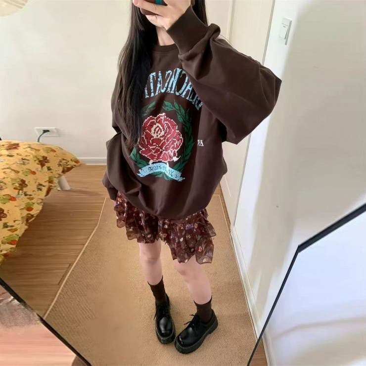 2025秋☆ゆるカワコーデ☆クルーネックプリントスウェットシャツ | 17kg | 詳細画像7 