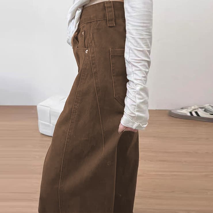 2025秋☆ゆるカワコーデ☆ブラウンカーブデニムパンツ[品番