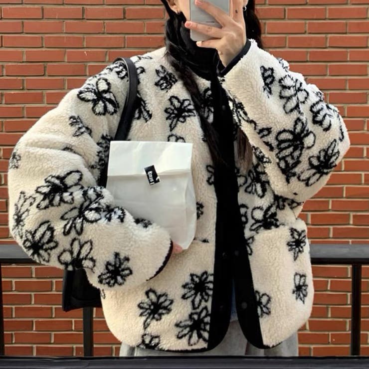 ベージュ | 甘辛系ガールズ☆小花柄リバーシブルコート | 17kg