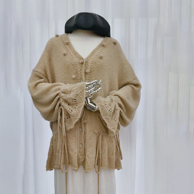 甘辛系ガールズ☆Vネックレースリボンニットカーディガン | 17kg | 詳細画像1 