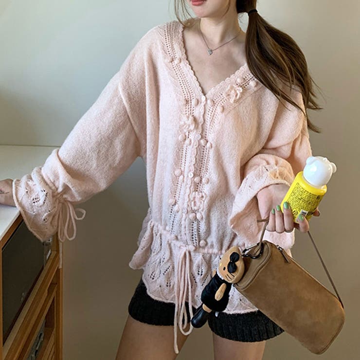 甘辛系ガールズ☆Vネックレースリボンニットカーディガン | 17kg | 詳細画像11 