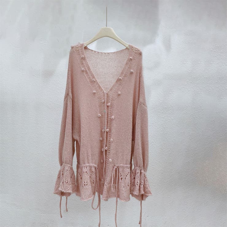 甘辛系ガールズ☆Vネックレースリボンニットカーディガン | 17kg | 詳細画像2 