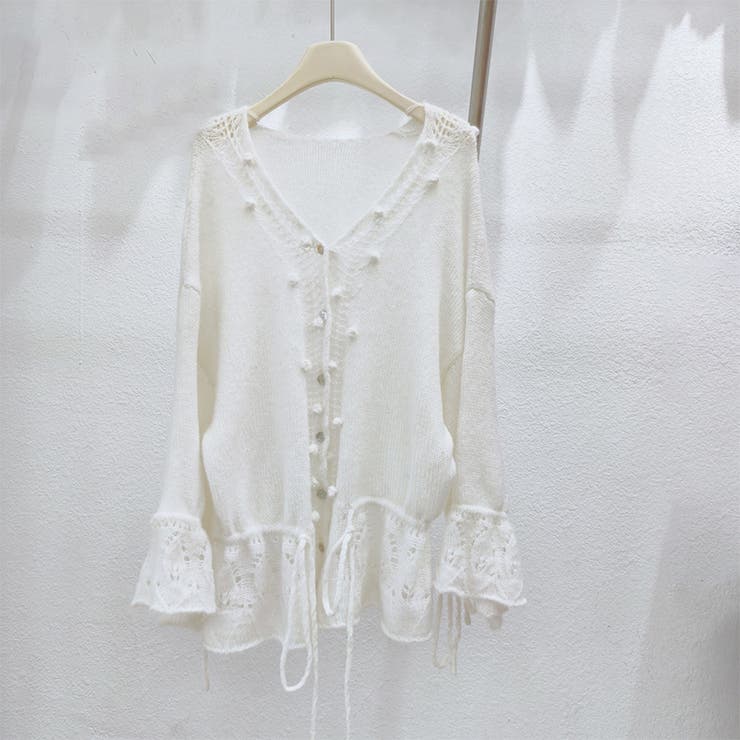 甘辛系ガールズ☆Vネックレースリボンニットカーディガン | 17kg | 詳細画像3 