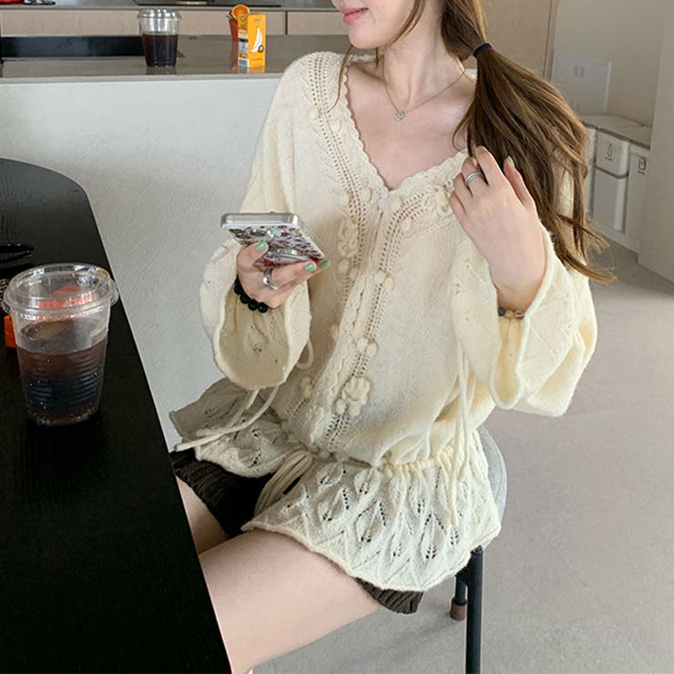 甘辛系ガールズ☆Vネックレースリボンニットカーディガン | 17kg | 詳細画像34 