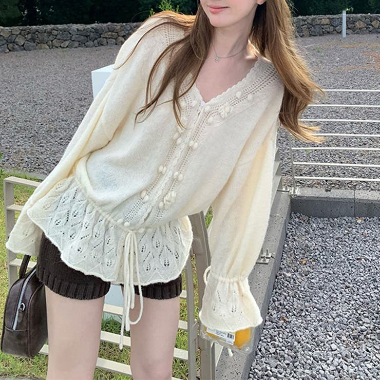 甘辛系ガールズ☆Vネックレースリボンニットカーディガン | 17kg | 詳細画像35 