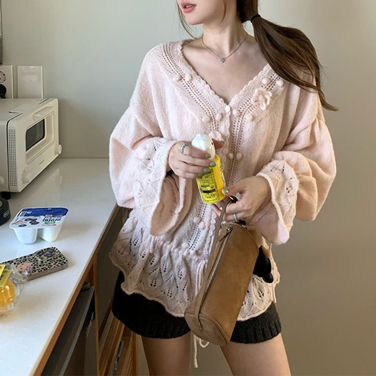 甘辛系ガールズ☆Vネックレースリボンニットカーディガン | 17kg | 詳細画像39 