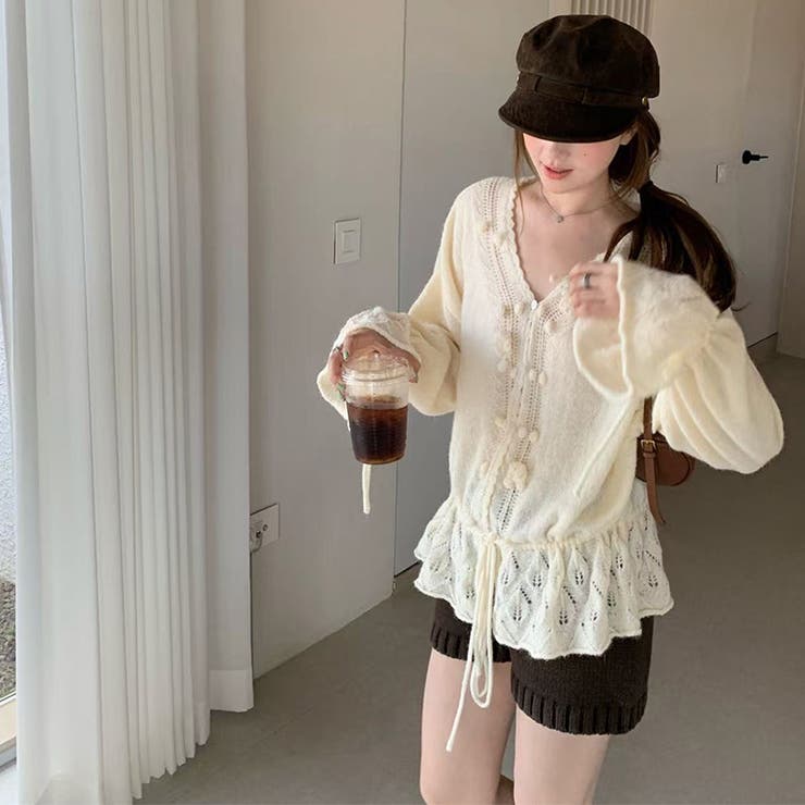 甘辛系ガールズ☆Vネックレースリボンニットカーディガン | 17kg | 詳細画像43 