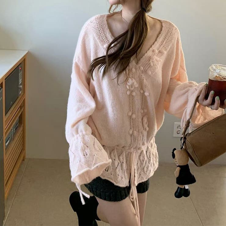 甘辛系ガールズ☆Vネックレースリボンニットカーディガン | 17kg | 詳細画像44 