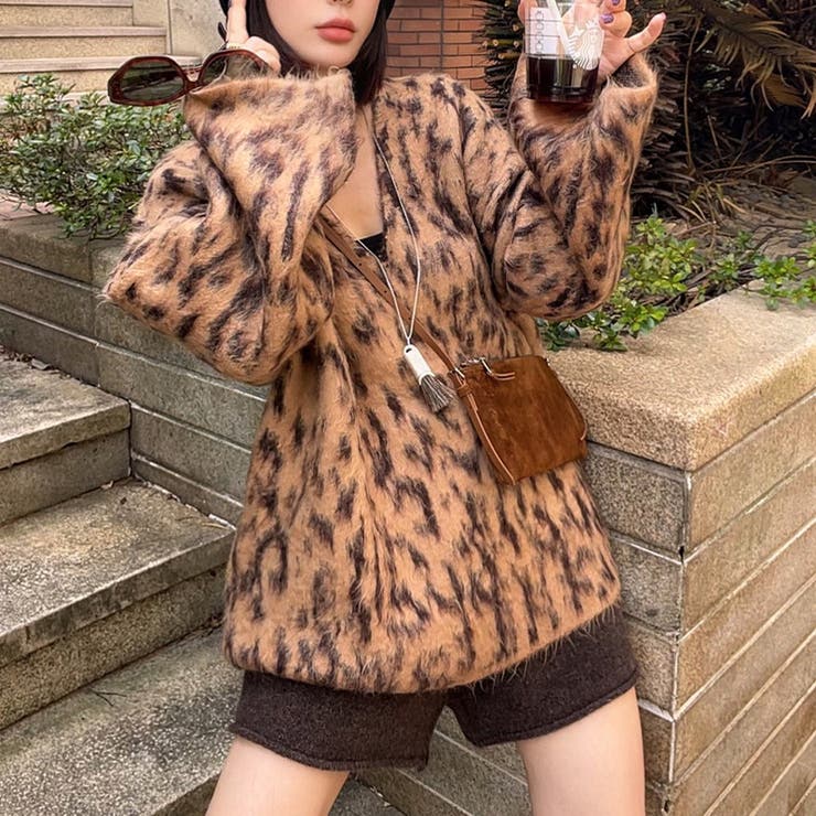 甘辛系ガールズ☆Vネックレオパード柄ニットカーディガン | 17kg | 詳細画像2 