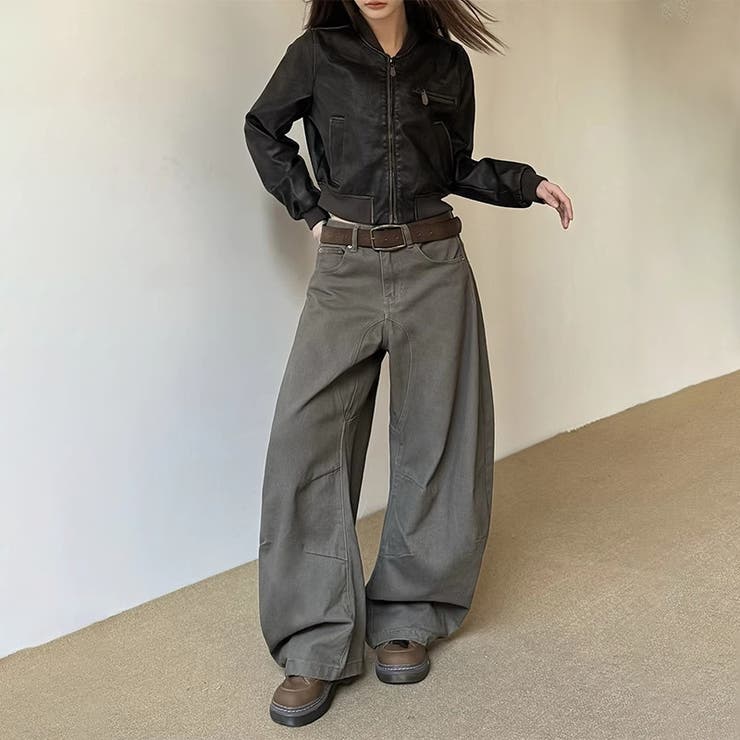 ユニセックス☆ワイドシルエットブーツカットデニムパンツ | 17kg | 詳細画像1 