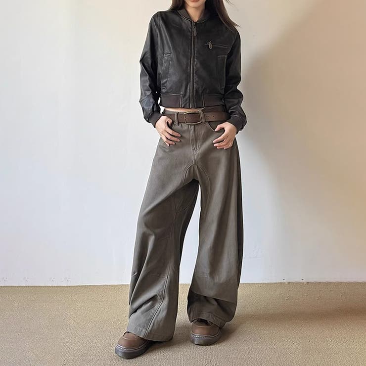 ユニセックス☆ワイドシルエットブーツカットデニムパンツ | 17kg | 詳細画像6 