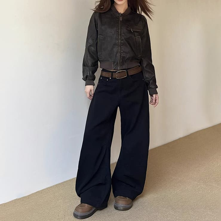 ユニセックス☆ワイドシルエットブーツカットデニムパンツ | 17kg | 詳細画像9 