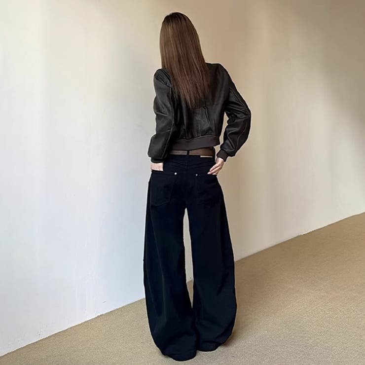 ユニセックス☆ワイドシルエットブーツカットデニムパンツ | 17kg | 詳細画像11 