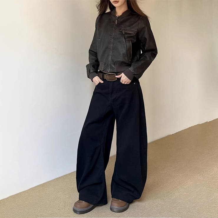 ユニセックス☆ワイドシルエットブーツカットデニムパンツ | 17kg | 詳細画像12 