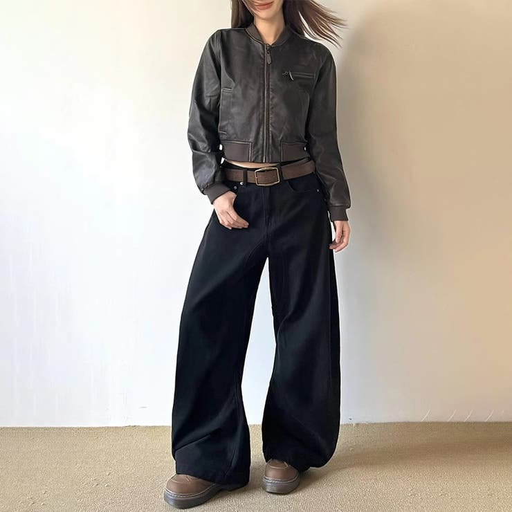 ユニセックス☆ワイドシルエットブーツカットデニムパンツ | 17kg | 詳細画像4 