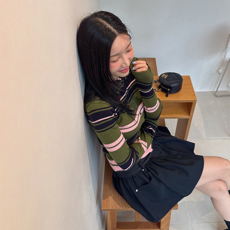 甘辛系ガールズ☆魅力的で大人可愛い配色ストライプ襟付きショートニットジャケット | 17kg | 詳細画像19 