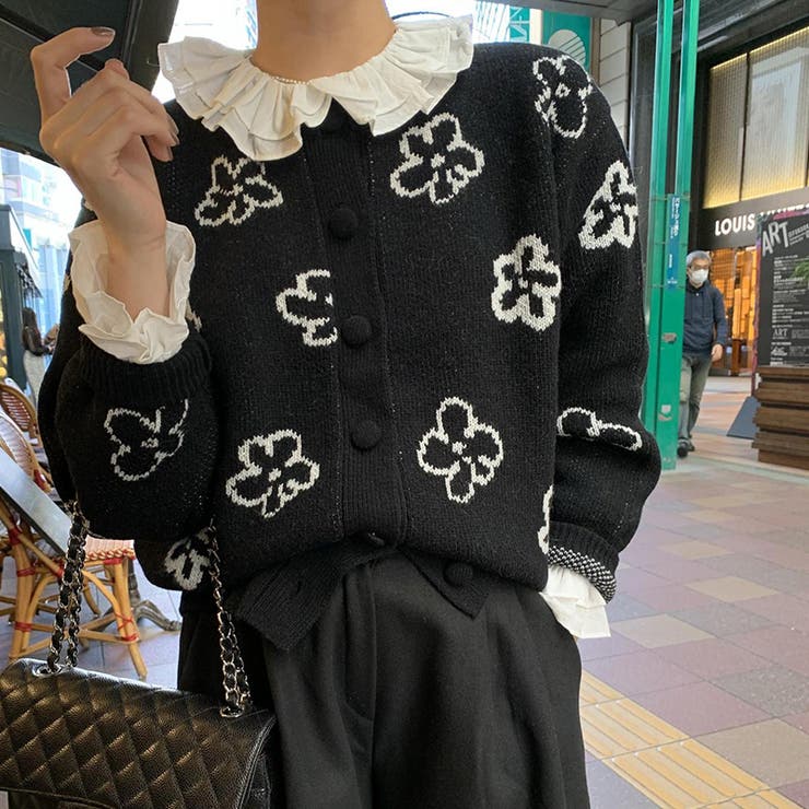 甘辛系ガールズ☆甘くて優しい花柄ジャカードニットカーディガン | 17kg | 詳細画像15 