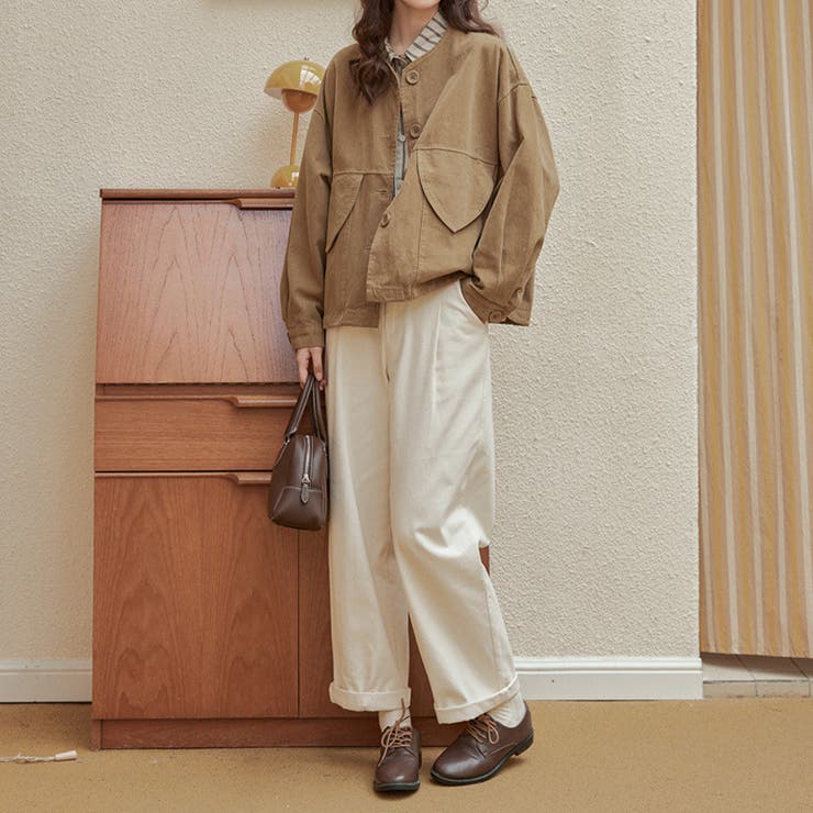 甘辛系ガールズ☆ポケット付き重ね着風 ウォッシュデニムワークジャケット | 17kg | 詳細画像8 