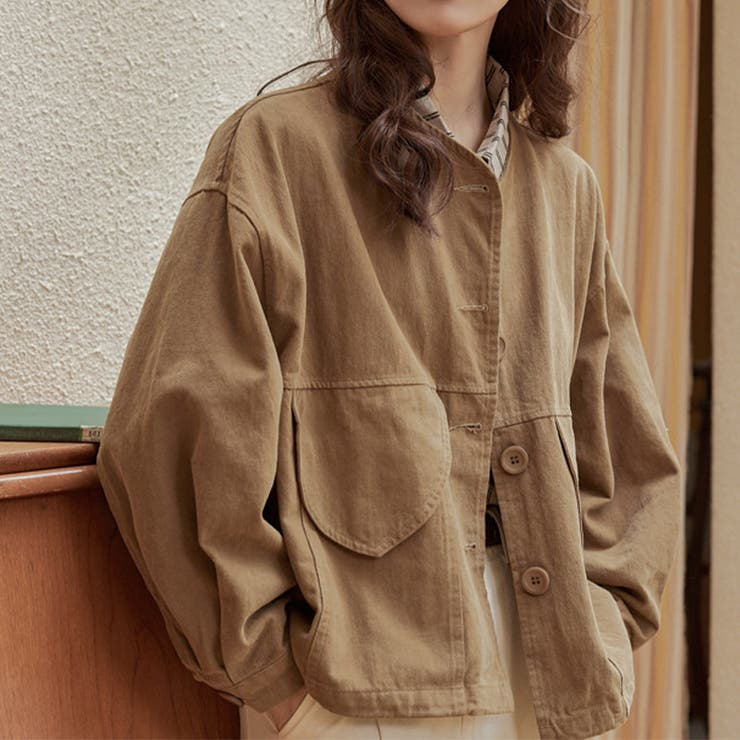 甘辛系ガールズ☆ポケット付き重ね着風 ウォッシュデニムワークジャケット | 17kg | 詳細画像3 