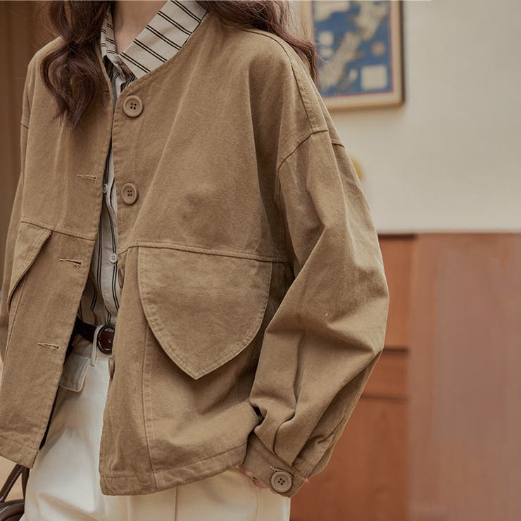 甘辛系ガールズ☆ポケット付き重ね着風 ウォッシュデニムワークジャケット | 17kg | 詳細画像11 