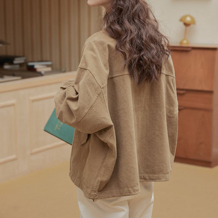 甘辛系ガールズ☆ポケット付き重ね着風 ウォッシュデニムワークジャケット | 17kg | 詳細画像12 